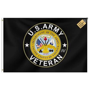 u.s army veteran flag, 2x3 ft united states army flags with heavy duty polyester and vivid colors, 3ply double sided banner with two brass grommets for indoor and outdoor 2x3 feet