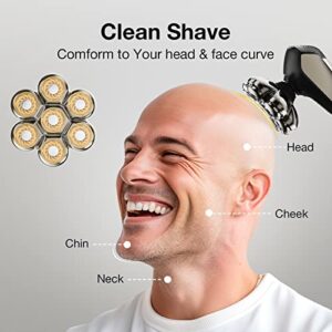 7 Blade Floating Replacement Shaving Head, Washable Shaver Blade Heads Replacement for Head Shaver, Wet & Dry Compatible for Rotary Shavers