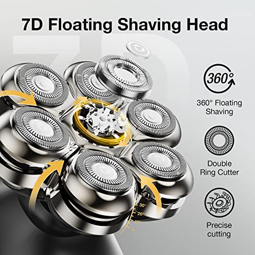 7 Blade Floating Replacement Shaving Head, Washable Shaver Blade Heads Replacement for Head Shaver, Wet & Dry Compatible for Rotary Shavers