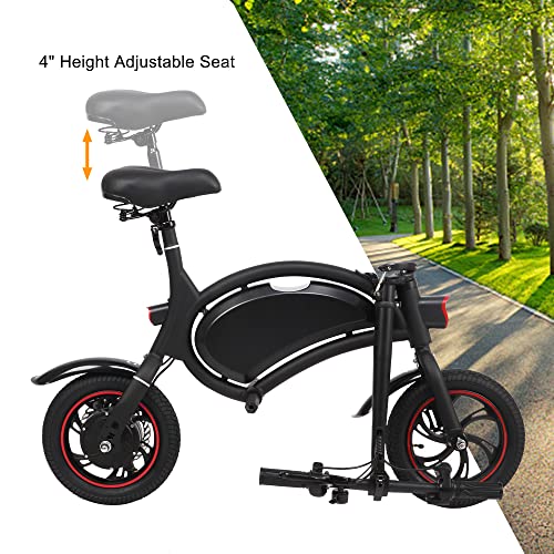 Winado Foldable Electric Bike, 12" Wheels 250W Ebike with Rechargeable Battery, Power Display and LED Headlight, Safe Commuter Ride for Adults and Teens