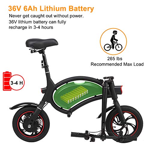 Winado Foldable Electric Bike, 12" Wheels 250W Ebike with Rechargeable Battery, Power Display and LED Headlight, Safe Commuter Ride for Adults and Teens