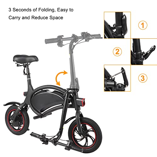 Winado Foldable Electric Bike, 12" Wheels 250W Ebike with Rechargeable Battery, Power Display and LED Headlight, Safe Commuter Ride for Adults and Teens