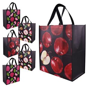 chengbai tote 6 pack reusable grocery bags, large heavy-duty shopping bag with sturdy handles, multi-purpose portable shopper bag for groceries, supermarket, picnic, fashion & waterproof (bear 55lbs)