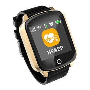 zuonu smart watch phone elder sos gps tracker heart rate detection watch men fall alarm smartwatch 600mah pk d100 watch (color : gold)