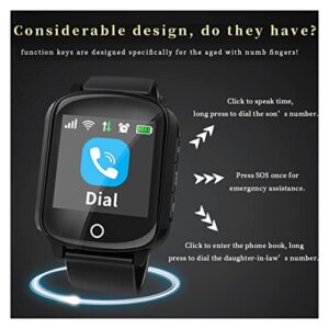 ZUONU Smart Watch Phone Elder SOS GPS Tracker Heart Rate Detection Watch Men Fall Alarm Smartwatch 600mah Pk D100 Watch (Color : Gold)