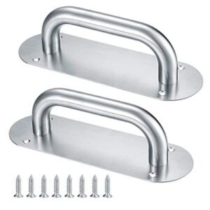 2 pcs stainless steel push pull door handles, barn door pull push sliding door handles with back plates for kitchen wardrobe cupboard cabinet closet shed gate door handles - 200x65mm/7.9x2.6inch