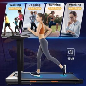 AIRHOT Under Desk Treadmill, Walking Pad 2 in 1 for Walking and Jogging, Portable Walking Treadmill with Remote Control Lanyard for Home/Office, 2.5HP Low-Noise Desk Treadmill in LED Display