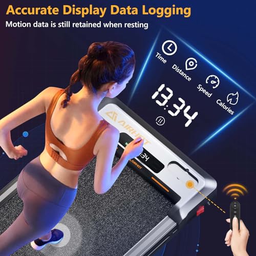 AIRHOT Under Desk Treadmill, Walking Pad 2 in 1 for Walking and Jogging, Portable Walking Treadmill with Remote Control Lanyard for Home/Office, 2.5HP Low-Noise Desk Treadmill in LED Display