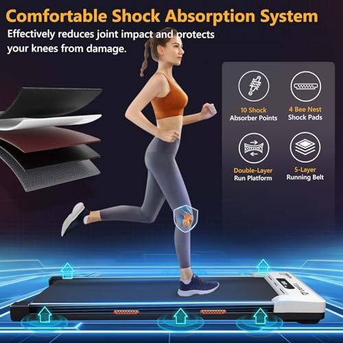 AIRHOT Under Desk Treadmill, Walking Pad 2 in 1 for Walking and Jogging, Portable Walking Treadmill with Remote Control Lanyard for Home/Office, 2.5HP Low-Noise Desk Treadmill in LED Display