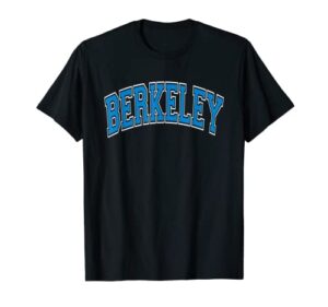 berkeley varsity style blue text t-shirt