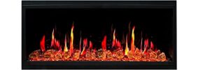 litedeer homes latitude 45" smart electric fireplace with app, crackling fire sounds, reflective amber glass, black - zef45xa