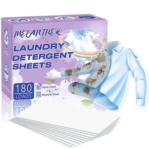 laundry detergent sheets (180 sheets) - eco friendly laundry detergent, compact lightweight hypoallergenic liquidless laundry soap sheets for travel, home, dorms, he machine & hand wash (fresh scent)
