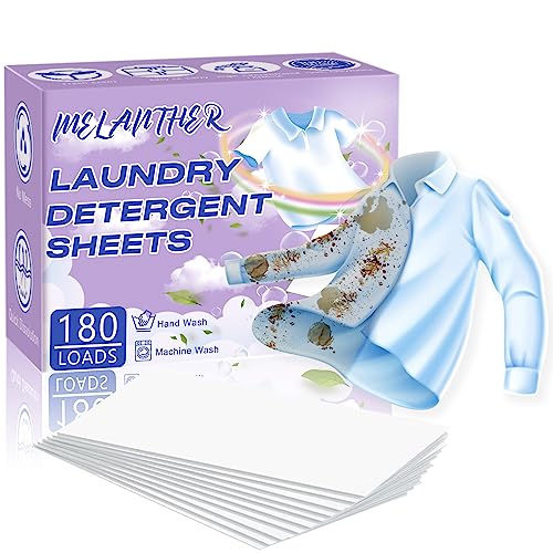 Laundry Detergent Sheets (180 Sheets) - Eco Friendly Laundry Detergent, Compact Lightweight Hypoallergenic Liquidless Laundry Soap Sheets for Travel, Home, Dorms, HE Machine & Hand Wash (Fresh Scent)