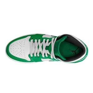 Nike Air Jordan 1 Mid Big Kids' Shoes Size- 6.5,Lucky Green/Black-white