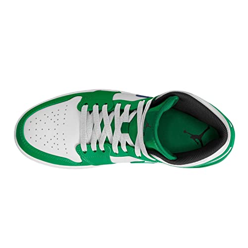 Nike Air Jordan 1 Mid Big Kids' Shoes Size- 5.5,Lucky Green/Black-white