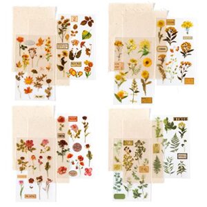 vintage rub on transfers stickers, 4 pack transfer stickers flowers scrapbooking stickers for paper, fabric, mugs, junk journals, bullet journals, scrapbooking materials, planners, wedding scrapbook