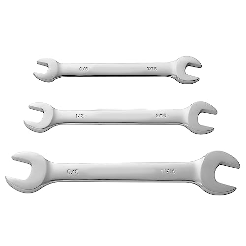 WINTOWIN Super-Thin Open End Wrench Set, 3 Piece SAE Including 3/8", 7/16", 1/2", 9/16", 5/8"，11/16", Slim Wrench Set