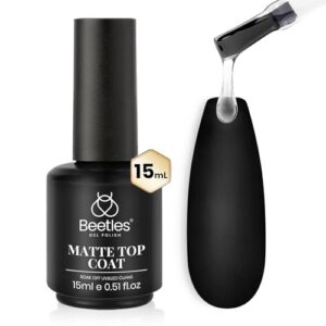 beetles matte gel top coat - 15ml no wipe matte top coat u v soak off nail lamp polish matte nail polish finish and long lasting gift set for women kit