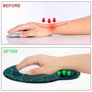 Ergonomic Mouse Pad with Wrist Support Rest,[ 20% Larger] Mousepad Gel Wrist Rest, with Coaster Non-Slip & Pain Relief for Computer, Desk, Home&Office-Leaves 2