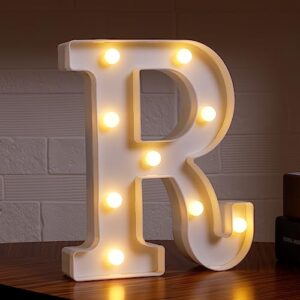 led marquee light up letters, 26 alphabet light up letter lights, decorative led letters lights, battery powered letter sign lights for party, night light, home decor(letterr, warm white)
