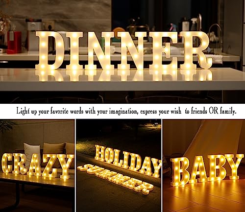 Led Marquee Light Up Letters, 26 Alphabet Light Up Letter Lights, Decorative Led Letters Lights, Battery Powered Letter Sign Lights for Party, Night Light, Home Decor(LetterR, Warm White)