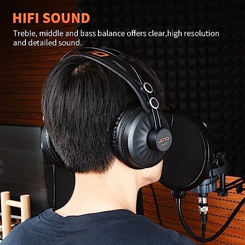 JOYO Studio Headphones Monitor Headphone for Recording Over Ear Noise Canceling for Guitar Cellphone Mixer Amplifier Podcast DJ and Keyboard Piano (JMH-02)