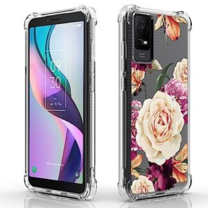 osophter for tcl ion x case,tcl ion x phone case women girls flower floral shock-absorption flexible tpu rubber phone cover for tcl ion x(purple flower)