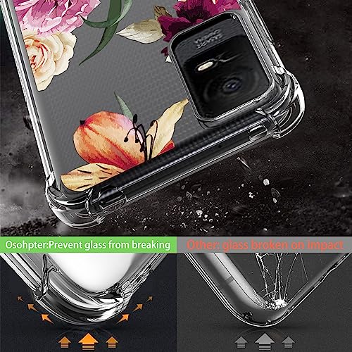 Osophter for TCL Ion X Case,TCL Ion X Phone Case Women Girls Flower Floral Shock-Absorption Flexible TPU Rubber Phone Cover for TCL Ion X(Purple Flower)