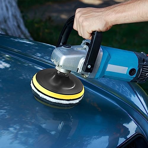 Kshineni 7 Pcs 3 Inch (80mm) Wool Polishing Buffing Pad Car Polisher Buffer Drill Attachment with M10 Drill Adapter