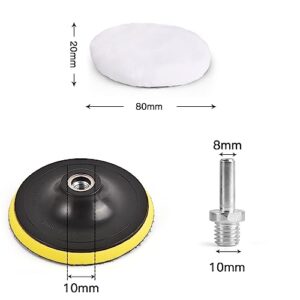 Kshineni 7 Pcs 3 Inch (80mm) Wool Polishing Buffing Pad Car Polisher Buffer Drill Attachment with M10 Drill Adapter