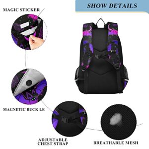 MNSRUU Backpack for School Purple Bat Gothic Laptop Backpack Womens Travel Backpack Mens Casual Daypack College Bookbag Fits 15.6 Inch Laptop