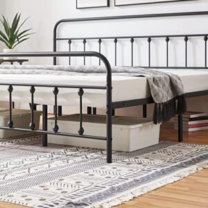 Yaheetech Classic Metal Platform Bed Frame Mattress Foundation with Victorian Style Iron-Art Headboard/Footboard/Under Bed Storage/No Box Spring Needed/California King Size Black