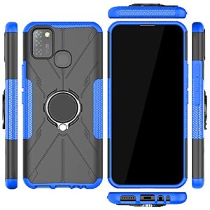 kukoufey case for infinix smart 5 case cover,360°rotatable kickstand dual layer shockproof case for infinix hot 10 lite x657b / smart 5 case blue