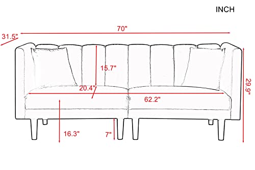 BENDIC Convertible Velvet Futon Bed, Modern Sleeper Sofa with 2 Pillows, 3 Adjustable Angles for Backrest, Living Room Couch with 7 Sturdy Metal Legs, Upholstered Loveseat for Home, Office, Black