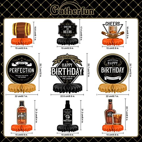 Whiskey pattern Birthday Party Decorations for Men Aged to Perfection Table Centerpiece Whiskey Honeycomb Table Toppers for 30th 40th 50th 60th 70th 80th Birthday decorations