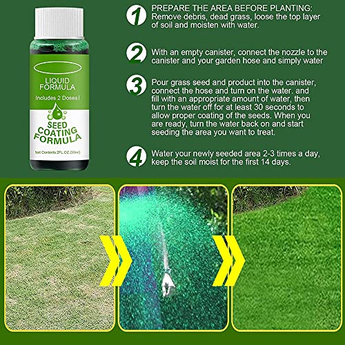 Hippie Green Grass Lawn Spray Seeding, Liquid Seeding Grass Lawn Spray Device Seed Care Watering Set, Seed Spray for Restoring Grass Garden Lawn Dry Spots, Garden Lawn Seed Care Supplies (E)