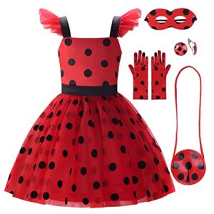 uplus me ladybug costume girls ladybug dress lady bug costumes for kids toddler ladybird dress up set for halloween birthday (2-3t/100)