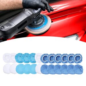 24 Pcs 6 Inches Buffer Bonnets Waxers Bonnet Set,Car Orbital Buffer Polisher Pad Bonnet Microfiber Polishing Buffing Bonnet Set for Cars Motorcycles