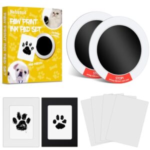 nabance paw print kit, dog nose print kit, mess-free paw print stamp pad for dogs & cats, 8pcs pet paw print impression kit with photo frames, safe clean touch ink pads, nose print stamp pad for dogs