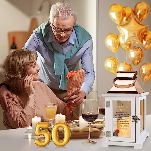 HN HAIINAA 50th Wedding Anniversary Lantern 50th Anniversary Wedding Gifts for Couple Parents Husband Wife Grandparents, Happy 50th Anniversary Decoration