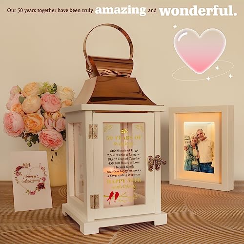 HN HAIINAA 50th Wedding Anniversary Lantern 50th Anniversary Wedding Gifts for Couple Parents Husband Wife Grandparents, Happy 50th Anniversary Decoration