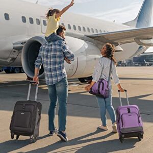 2 Piece Luggage Sets, BAGSMART Expandable 20 inch Carry on Luggage Airline Approved, Lightweight Carry on Suitcase with Spinner Wheels, Family Travel Suitcase Set with Duffle Bag - Violet