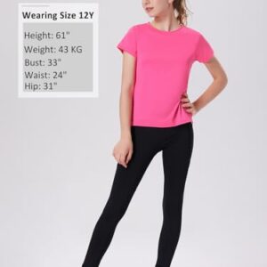 EXARUS 4 Pack Girls Athletic Shirts Short Sleeve Quick Dry Crewneck Tee Activewear Performance Tops for Kids 8-16Y Set 3 10Y