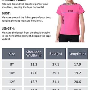 EXARUS 4 Pack Girls Athletic Shirts Short Sleeve Quick Dry Crewneck Tee Activewear Performance Tops for Kids 8-16Y Set 3 10Y