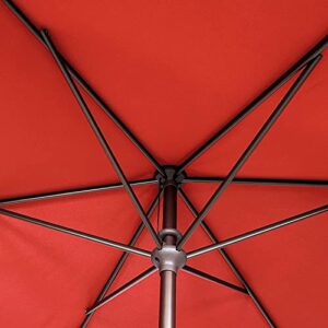 NOWENSOL Patio Umbrella Rectangular Outdoor Table Umbrella with Crank & Push Button Tilt for Terrace, Backyard, Garden, Courtyard, Swimming Pool, Lawn, 6.5x10ft (Dark Red)