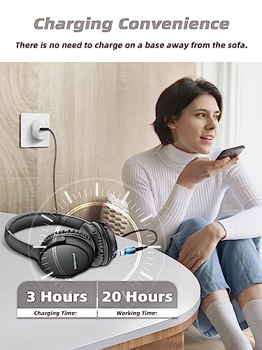 Wireless Headphones for TV - BKM400 Bluetooth TV Headphones Wireless with USB Transmitter Set Optical, AUX, RCA, USB, Plug & Play, 165FT Long Range, No Delay, 20 Hours, Louder and Clearer