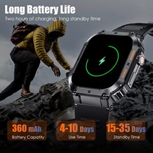 EIGIIS Military Smart Watches for Men 1.96” HD Big Screen Rugged Smart Watch (Answer/Dial Calls) Outdoor Tactical Sports Watch Fitness Tracker Smartwatch for iPhone Compatible with Android Phones