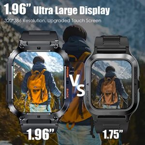 EIGIIS Military Smart Watches for Men 1.96” HD Big Screen Rugged Smart Watch (Answer/Dial Calls) Outdoor Tactical Sports Watch Fitness Tracker Smartwatch for iPhone Compatible with Android Phones