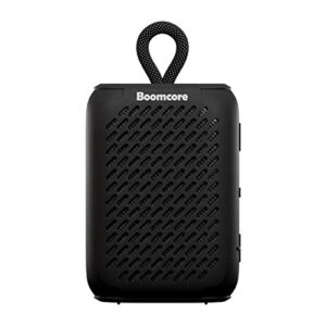 boomcore ultra portable bluetooth speaker with clip, 12h playtime, compact small speaker with big sound, punchy bass, wireless ipx7 waterproof speaker for beach, pool, boat, biking - black