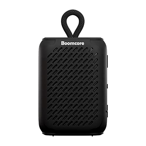 Boomcore Ultra Portable Bluetooth Speaker with Clip, 12H Playtime, Compact Small Speaker with Big Sound, Punchy Bass, Wireless IPX7 Waterproof Speaker for Beach, Pool, Boat, Biking - Black